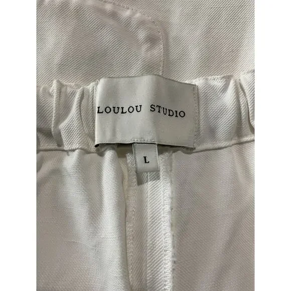 Loulou Studio Twill Off-White Seto Size L Shorts - Picture 4 of 7